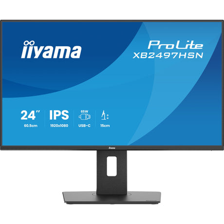 Monitor Iiyama prolite xb2497hsn-b1 23,8 (nero (opaco), 100 Hz, HDMI, porta display, USB-C, audio, LAN)
