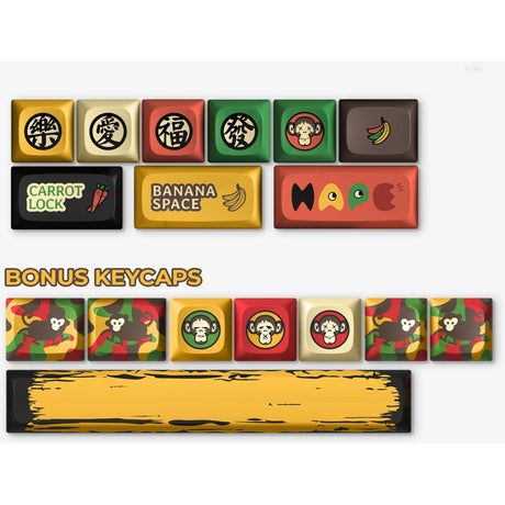 Tastiera meccanica wireless Iqunix f97 happy ape (marrone, layout us (qwerty), rosso ciliegia mx, 96%, LED rgb, sostituibile a caldo, pbt, 2.4ghz | bluetooth 5.1 | usb-c)