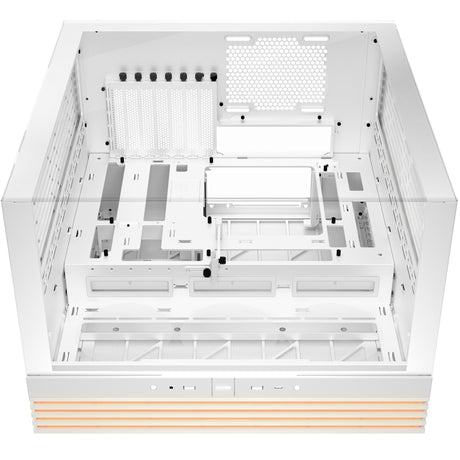 Silenzio! custodia midi tower base luminosa 600 dx (bianco | 2x USB-A | 1x USB-C | RGB | vetro temperato)