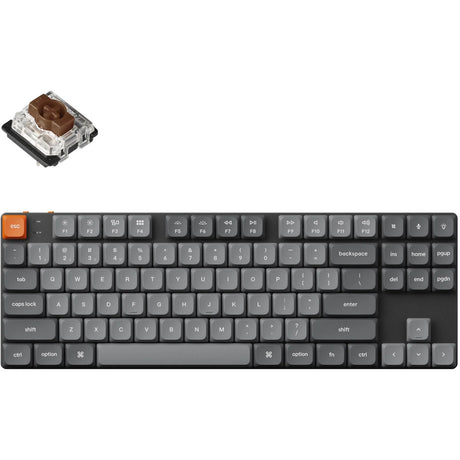 Tastiera meccanica Keychron k1 max-h3 rgb (nera, layout us (qwerty), gateron low profile 2.0 marrone meccanico, 75%, led rgb, double-shot pbt, hot swap, 2.4ghz | bluetooth 5.1 | usb-c)