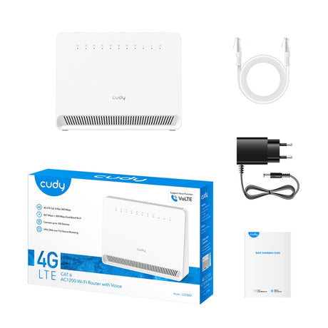 Cudy ac1200 wi-fi 4g lte-cat6 router gigabit lt700v router mesh (bianco, mesh, app, slot nano sim)