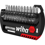 Set di punte Wiha con selettore a scatto standard 25 mm (nero rosso, Phillips, Pozidriv, Torx® 13 pezzi 1 4 C6.3 con clip per cintura)