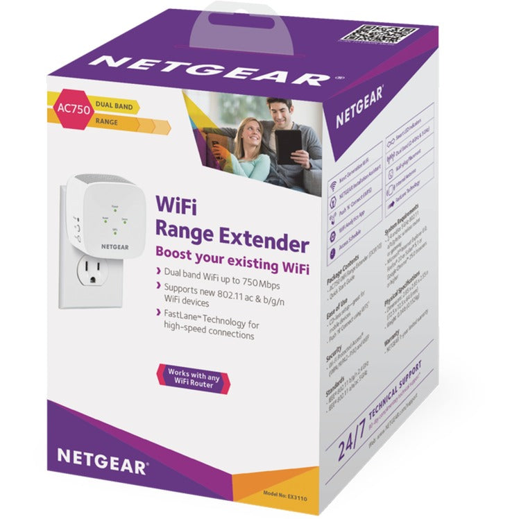 Netgear ex3110 – punto di accesso range extender wifi ac750 (bianco)