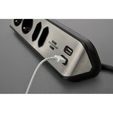 Brennerstuhl ®estilo listello di connessione angolare con funzione di ricarica USB a 4 vie 2 prese di protezione 2 euro argento nero