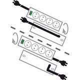 Brennerstuhl Primera-Tec Comfort Switch Plus 19.500 A Multipresa con protezione da sovratensione 7 vie nero 2 m H05VV-F 3G1,5 2 permanenti, 5 commutabili