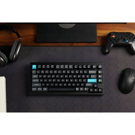 Tastiera meccanica personalizzata wireless Keychron q1 ultra-m1 8k (nera, layout americano (qwerty), pompon in seta rosso, 75%, rgb, hot swap, 8k, 2,4 ghz | bluetooth 5.2 | usb-c)