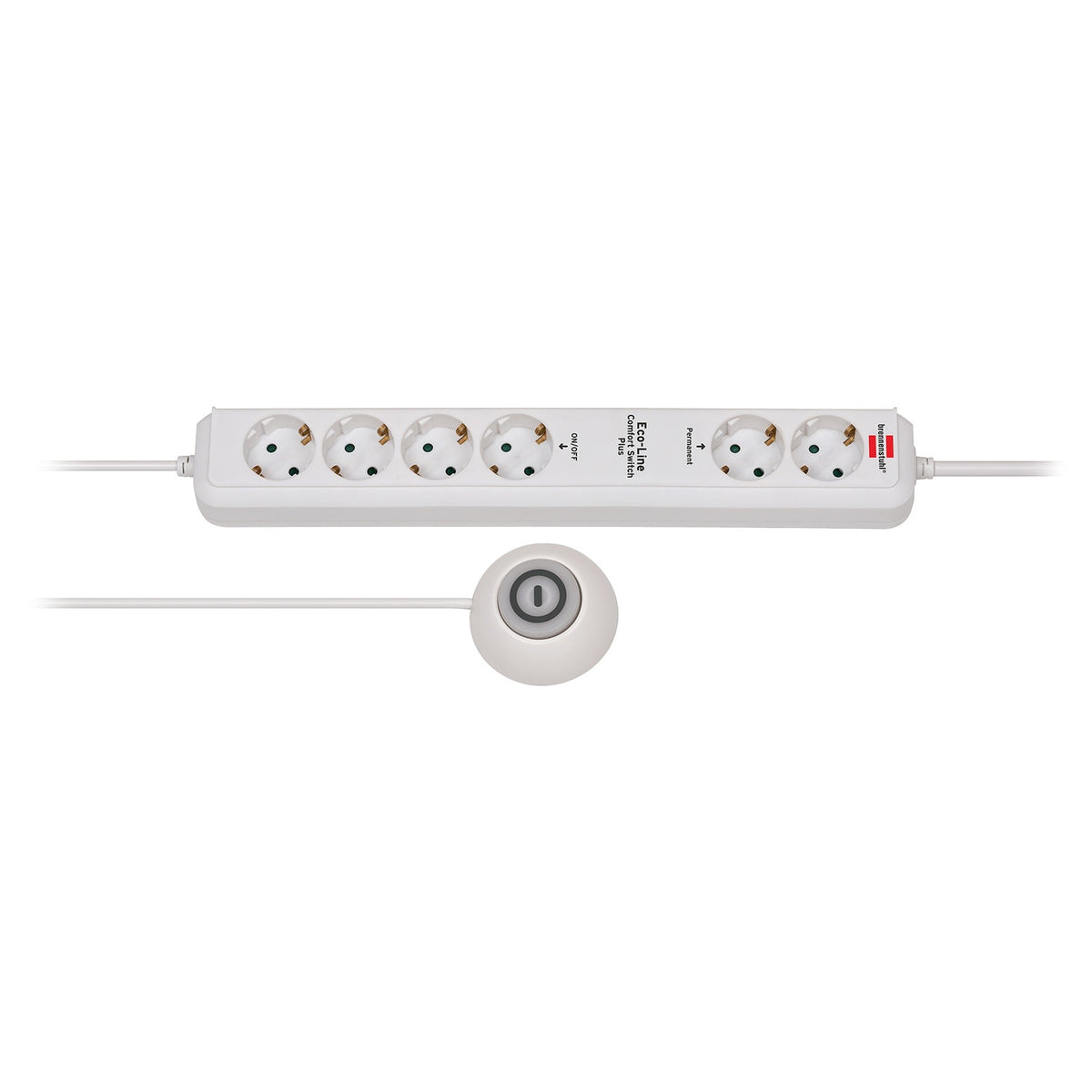 Brennerstuhl eco-line presa multipla comfort switch plus el csp 24 6 vie bianco 1,5m h05vv-f 3g1,5 2 permanenti, 4 commutabili interruttore a pedale esterno