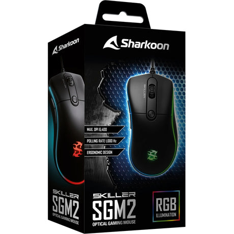 Mouse da gioco ottico Sharkoon skiller sgm2 (nero, 400 - 6400 dpi, LED rgb)