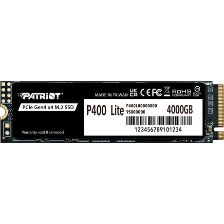 Patriot p400 lite 4 tb SSD (bianco e nero, p400lp4kgm28h, pcie 4.0 x4, nvme 1.4, m.2 2280)