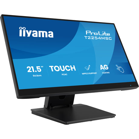 Monitor touchscreen Iiyama prolite t2254msc-b2ag 21,5 (nero, HDMI, porta display, VGA, 2x USB-A, USB-B)