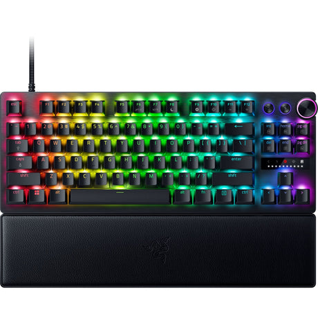 Tastiera da gioco meccanica Razer Huntsman V3 Pro TKL RGB (nera, layout USA (QWERTY), ottica analogica di seconda generazione, 80% (TKL), PBT a doppio scatto)