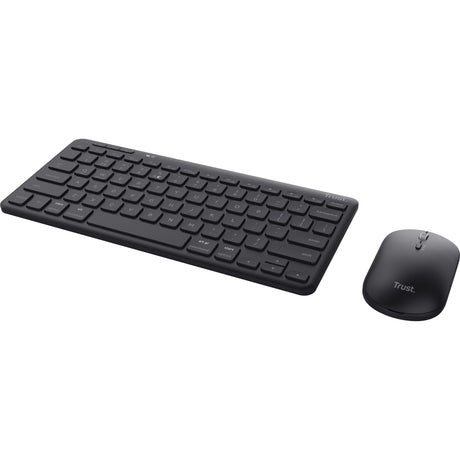 Set desktop mouse wireless tastiera multidispositivo Trust Lyra (nero, layout USA (QWERTY), interruttori a forbice, 65%, 800 - 1.600 dpi, USB da 2,4 GHz, Bluetooth)