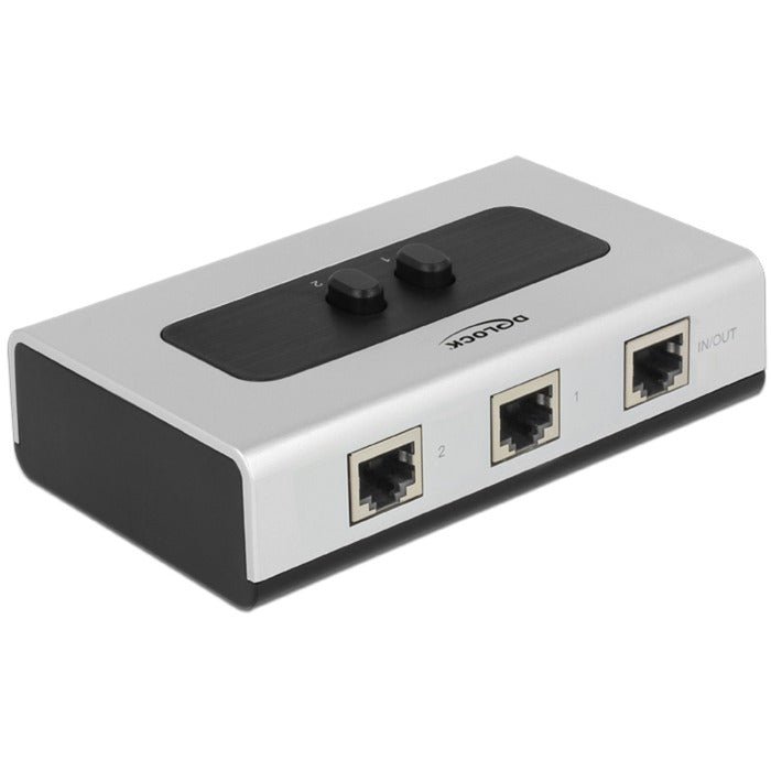 Delock switch rj45 10 100 1000 Mbps 2 porte (grigio nero)