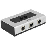 Delock switch rj45 10 100 1000 Mbps 2 porte (grigio nero)