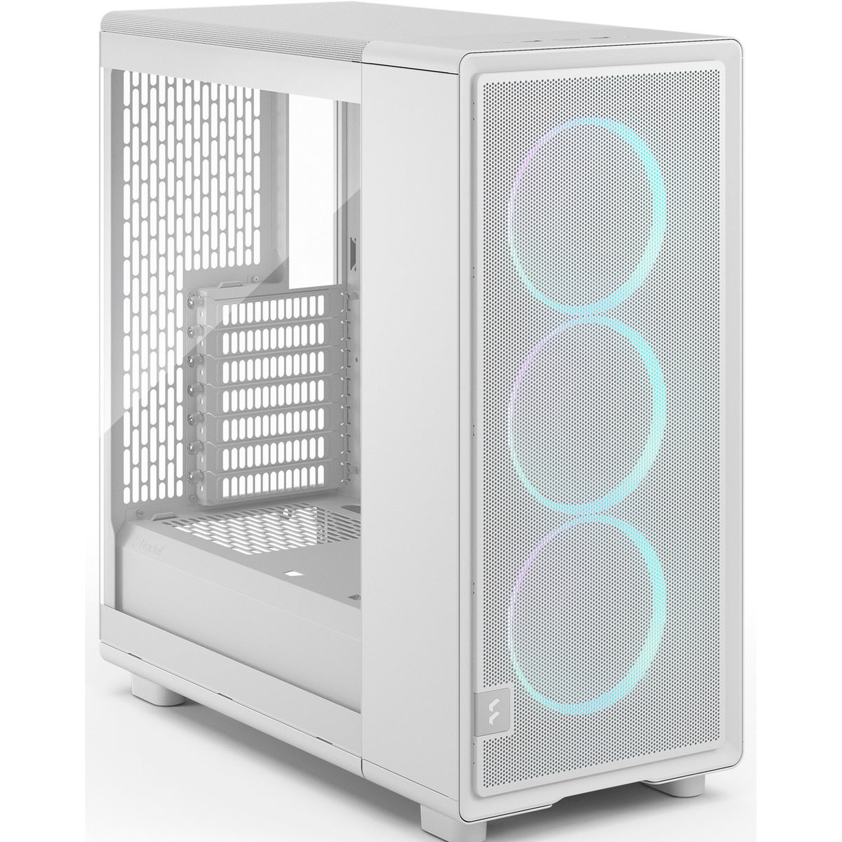 Custodia midi tower rgb epoca dal design frattale (bianco | 2x usb-a | 1x usb-c | rgb | vetro temperato)