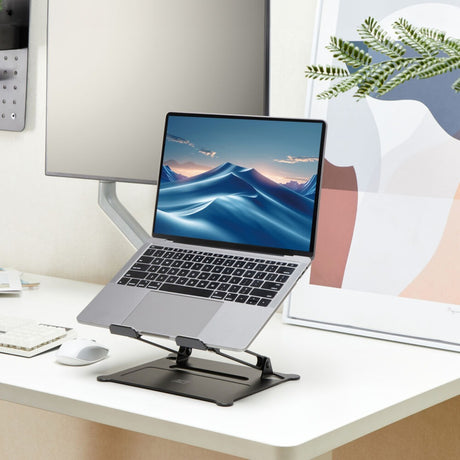 Supporto per laptop Act Connectivity, alluminio, pieghevole, regolabile in altezza in continuo (nero)
