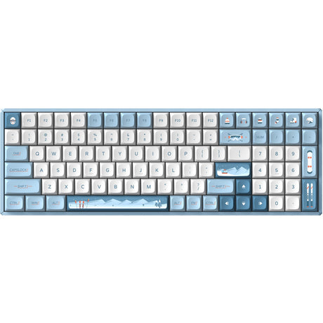Tastiera meccanica wireless Iqunix F97 Wintertide (azzurro, layout USA (QWERTY), Cherry MX rosso silenzioso, 96%, LED RGB, sostituibile a caldo, PBT, 2,4 GHz | Bluetooth 5.1 | USB-C)