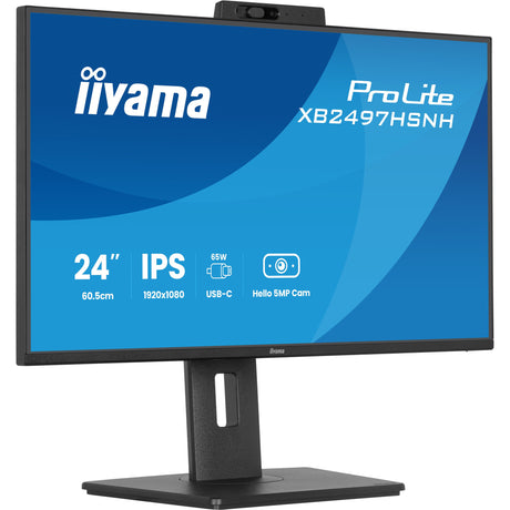 Monitor Iiyama prolite xb2497hsnh-b1 23,8 (nero, hdmi, displayport, lan, audio, usb-c, webcam)