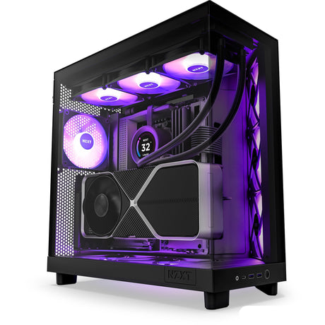 Custodia midi tower Nzxt h6 flow rgb (nero | 2x usb-a | 1x usb-c | rgb | vetro temperato)