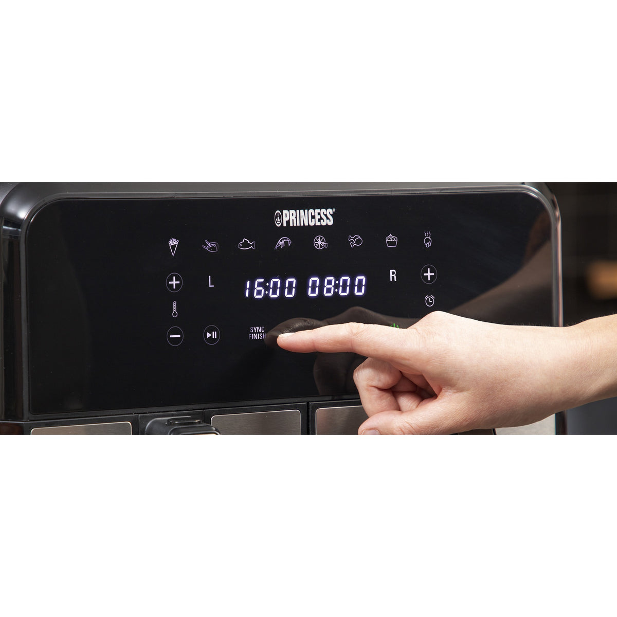 Friggitrice ad aria calda Princess aerofryer a doppio cestello (nera, 2x 4 litri)