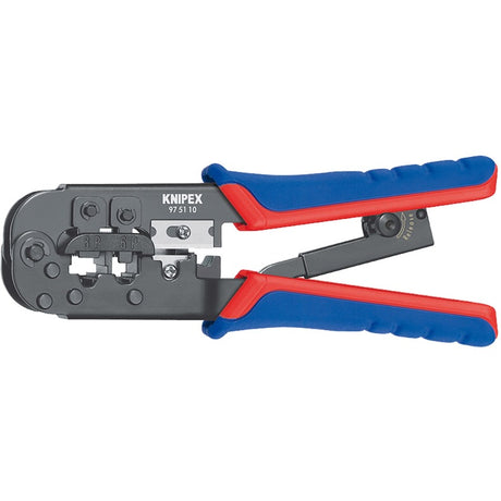Pinza a crimpare Knipex per connettori Western brunita con manici multicomponente 190 mm - 975110