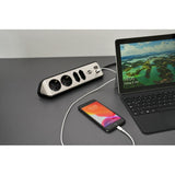 Brennerstuhl ®estilo listello di connessione angolare con funzione di ricarica USB a 4 vie 2 prese di protezione 2 euro argento nero