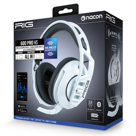 Cuffie da gioco over-ear Nacon rig 600 pro HS (bianche, Playstation 5, Playstation 4, Windows, Nintendo Switch, Android, iOS)