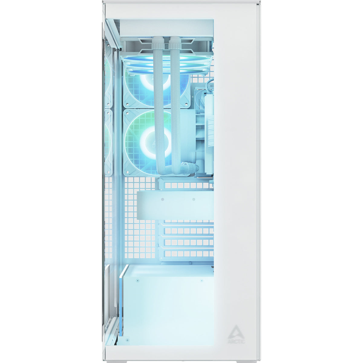 Custodia midi tower Arctic xtender vg (bianco | 2x USB-A | 1x USB-C | RGB | vetro temperato)