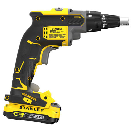 Set giraviti per cartongesso Stanley brushless 18v v20 (nero giallo, batteria e caricabatteria inclusi)