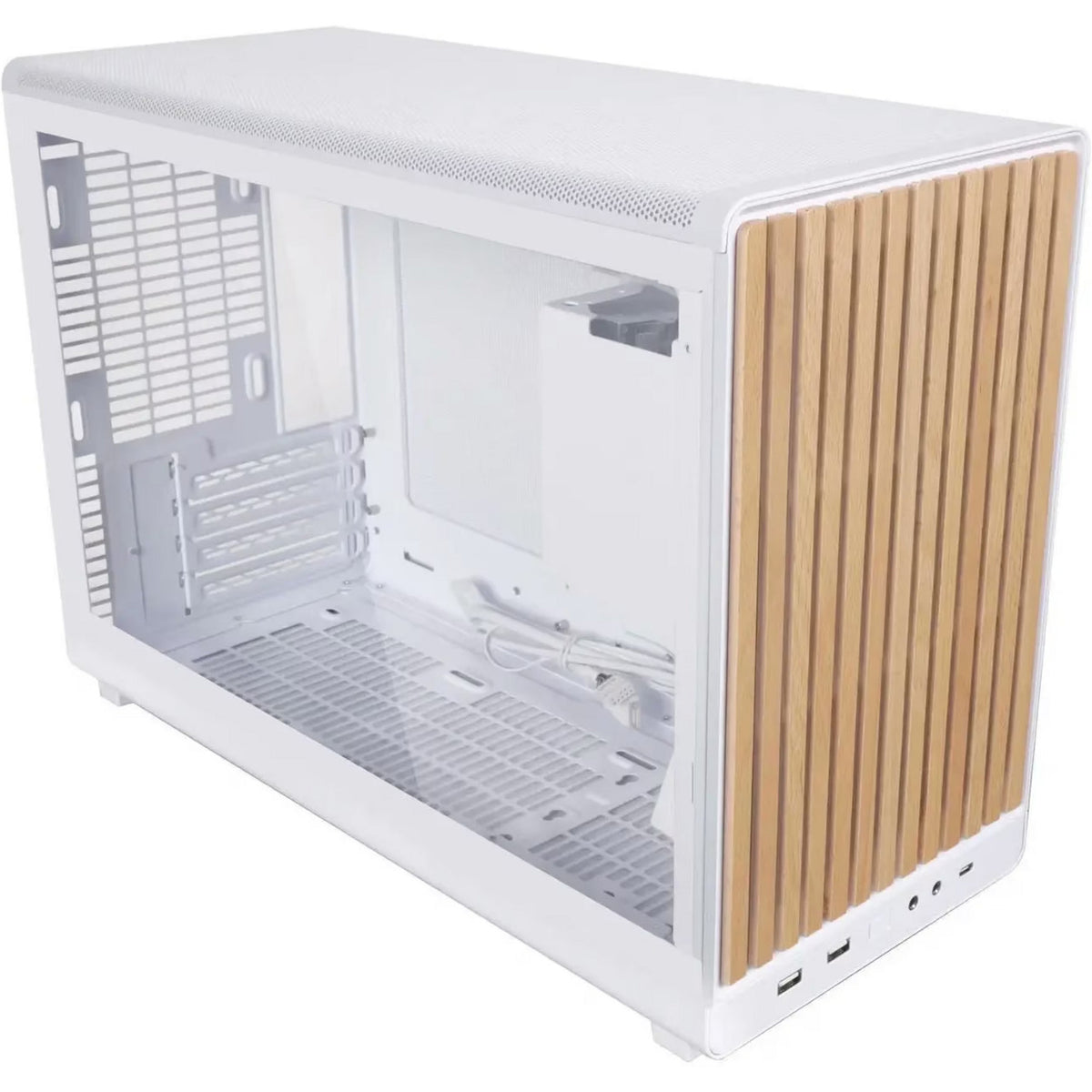 Custodia midi tower Lian li a3-matx bianca (edizione legno) (colore legno bianco | 2x USB-A | 1x USB-C | vetro temperato)