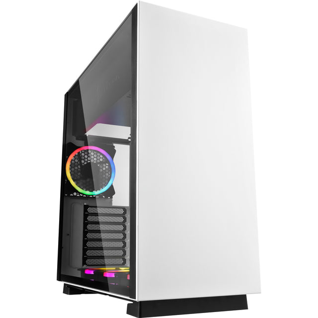 Custodia midi tower RGB Sharkoon in puro acciaio (bianco | 2x USB-A | RGB | vetro temperato)