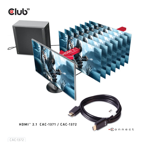 Cavo certificato Club 3D ultra veloce HDMI 2.1 maschio-maschio (nero, 2 metri, 4K 120Hz, 8K 60Hz, 48Gbps)