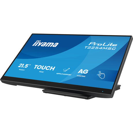 Monitor touchscreen Iiyama prolite t2254msc-b2ag 21,5 (nero, HDMI, porta display, VGA, 2x USB-A, USB-B)