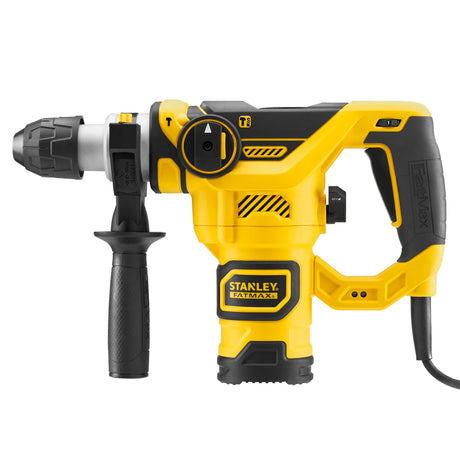 Trapano a percussione pneumatico Stanley Fatmax 1250W con set di scalpelli da 3 pezzi (giallo nero, SDS+, con custodia)