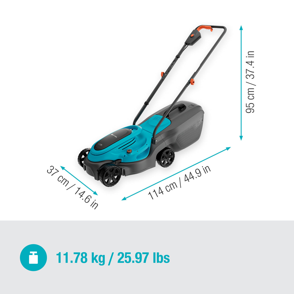 Gardena rasaerba easymax 32 18v p4a set 4.0