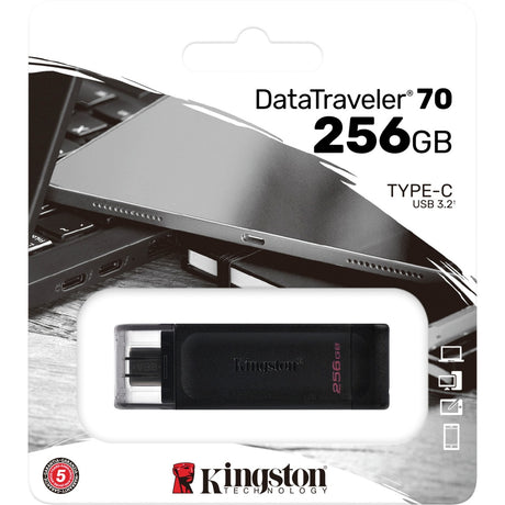 Chiavetta USB Kingston Data Traveler 70 256 GB (nera, DT70 256 GB, USB-C 3.2 gen 1)