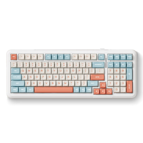 Mchose K99 Horizon Orange Hyacinth Tastiera meccanica RGB con montaggio su guarnizione wireless (Bianco, layout USA (Qwerty), KTT Hyacinth, RGB, Hot Swap, PBT doppio scatto, Wireless | Bluetooth | USB-C)
