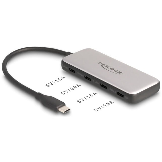 Delock Hub USB USB-C + PD da 85 watt a 4 porte (grigio)