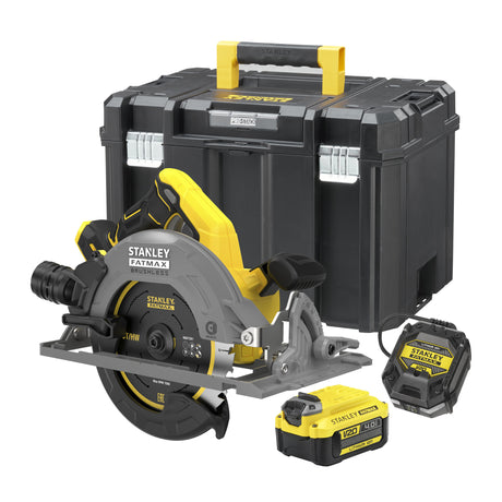 Sega circolare Stanley fatmax v20 18v sega circolare manuale da 190 mm (nero giallo, batteria e caricabatterie inclusi, con custodia)