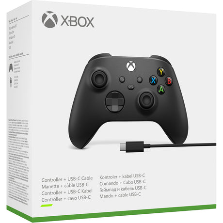 Controller Wireless per Xbox Microsoft + cavo USB-C (nero, incluso cavo USB-C | PC, Xbox One, Xbox Series X, Xbox Series S)