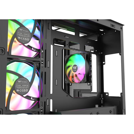 Custodia midi tower Thermaltake view 380 ws argb (colore legno nero | 2x USB-A | 1x USB-C | RGB | vetro temperato)
