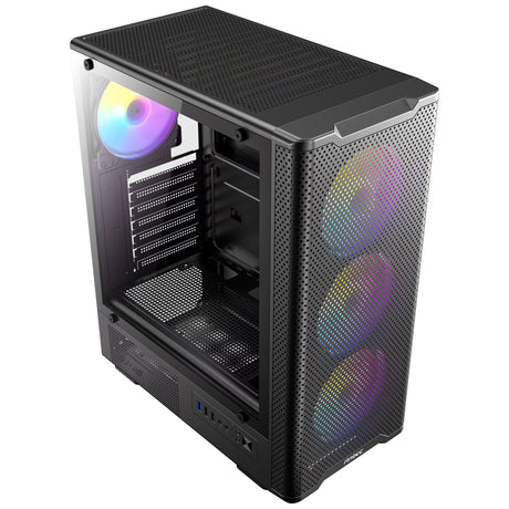 Custodia midi tower Antec vx310 argb (nera | 3x usb-a | vetro temperato)