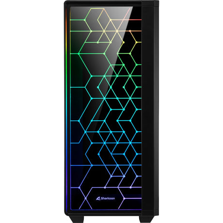 Custodia midi tower Sharkoon rgb lit 100 (nera | 3x usb-a | rgb | finestra)