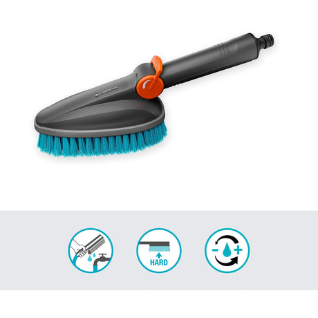 Gardena cleansystem spazzola manuale m dura, con spazzola per lavaggio collegamento tubo (grigio turchese, 18846-20)