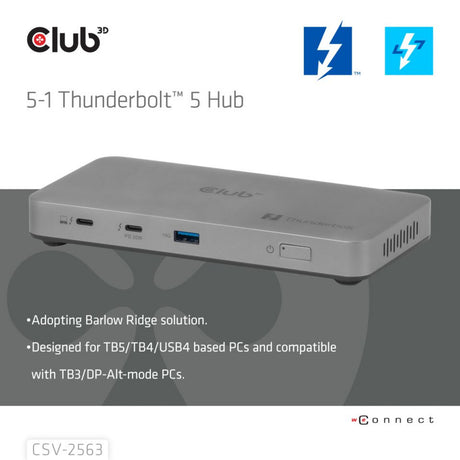 Club 3D 5-1 Thunderbolt 5 Hub Tripla docking station video (grigio)