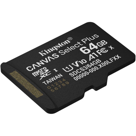 Scheda di memoria MicroSDXC Kingston Canvas Select Plus da 64 GB (nera, UHS-I U1, Classe 10, V10)