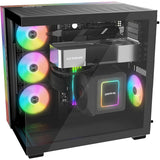 Silenzio! alloggiamento midi tower base luminosa da 600 lx (nero | 2x USB-A | 1x USB-C | RGB | finestra)