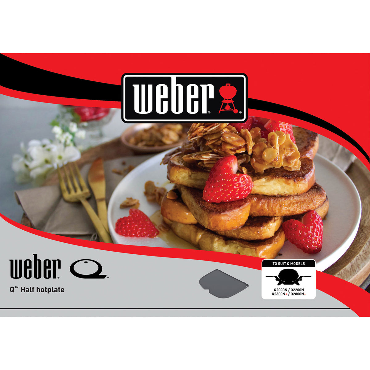 Weber mezza planca per q 2100n, q 2200n e q 2800n+ piastra grill (nera)
