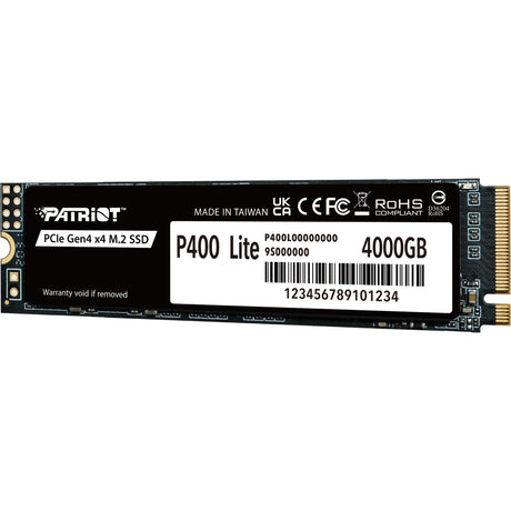 Patriot p400 lite 4 tb SSD (bianco e nero, p400lp4kgm28h, pcie 4.0 x4, nvme 1.4, m.2 2280)