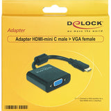 Delock adattatore mini HDMI-C (maschio) > VGA (femmina) (nero, 0,24 metri)